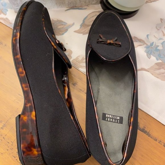 Stuart Weitzman Shoes - Stuart Weitzman Crepe Loafers Tortoiseshell Heel
